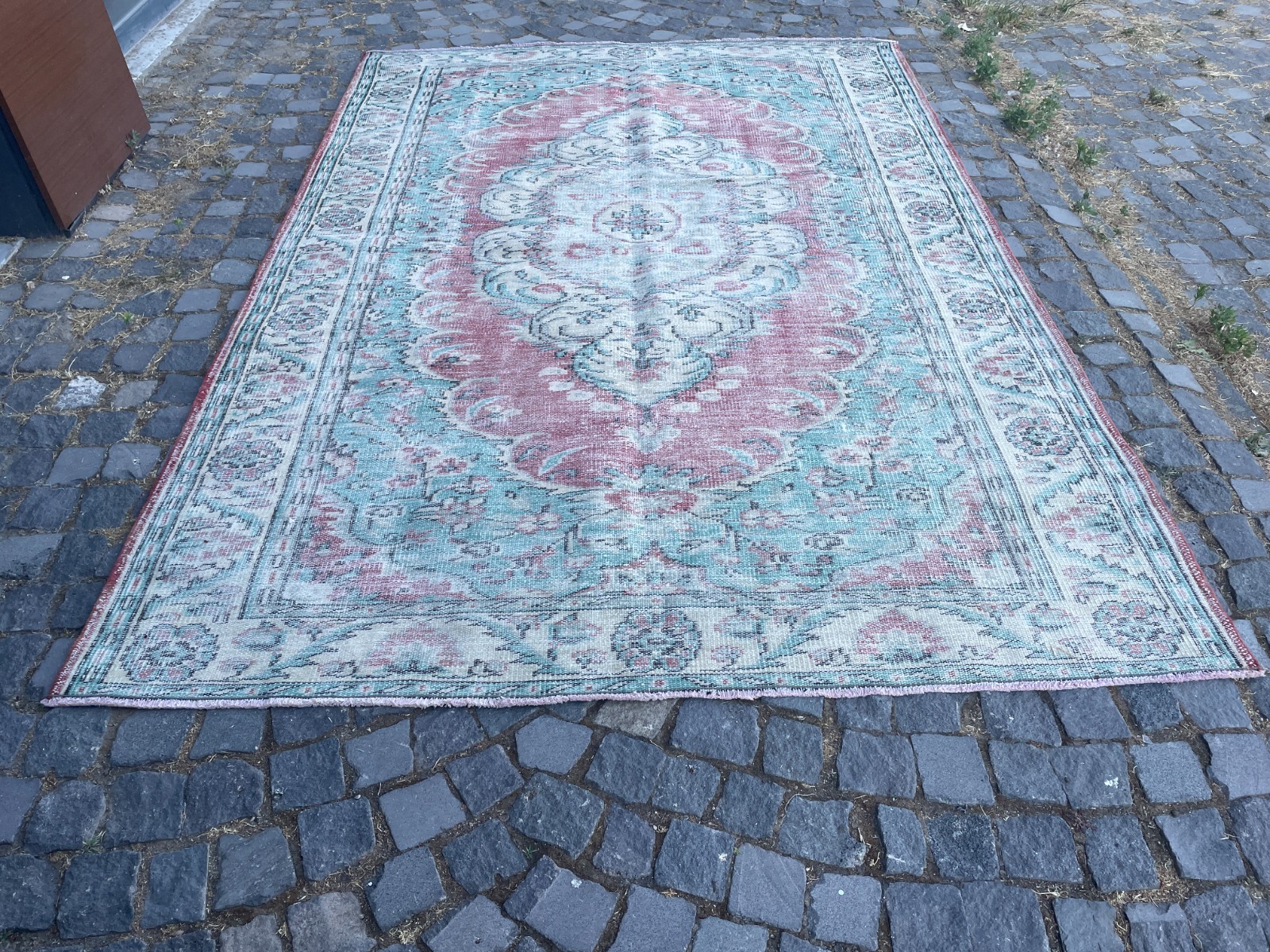 Turkish Vintage Rug, Handmade Wool Rug, Bohemian Large Rug, 6,3 x 9,3 ft