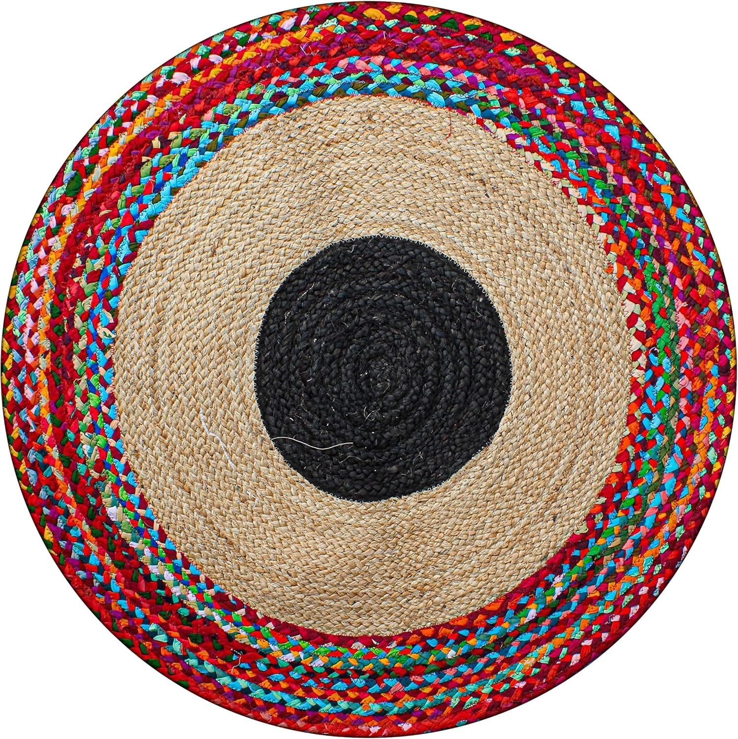 Carpet Rug 100% Natural Jute & cotton Braided Style Rustic Look Modern Area Rug