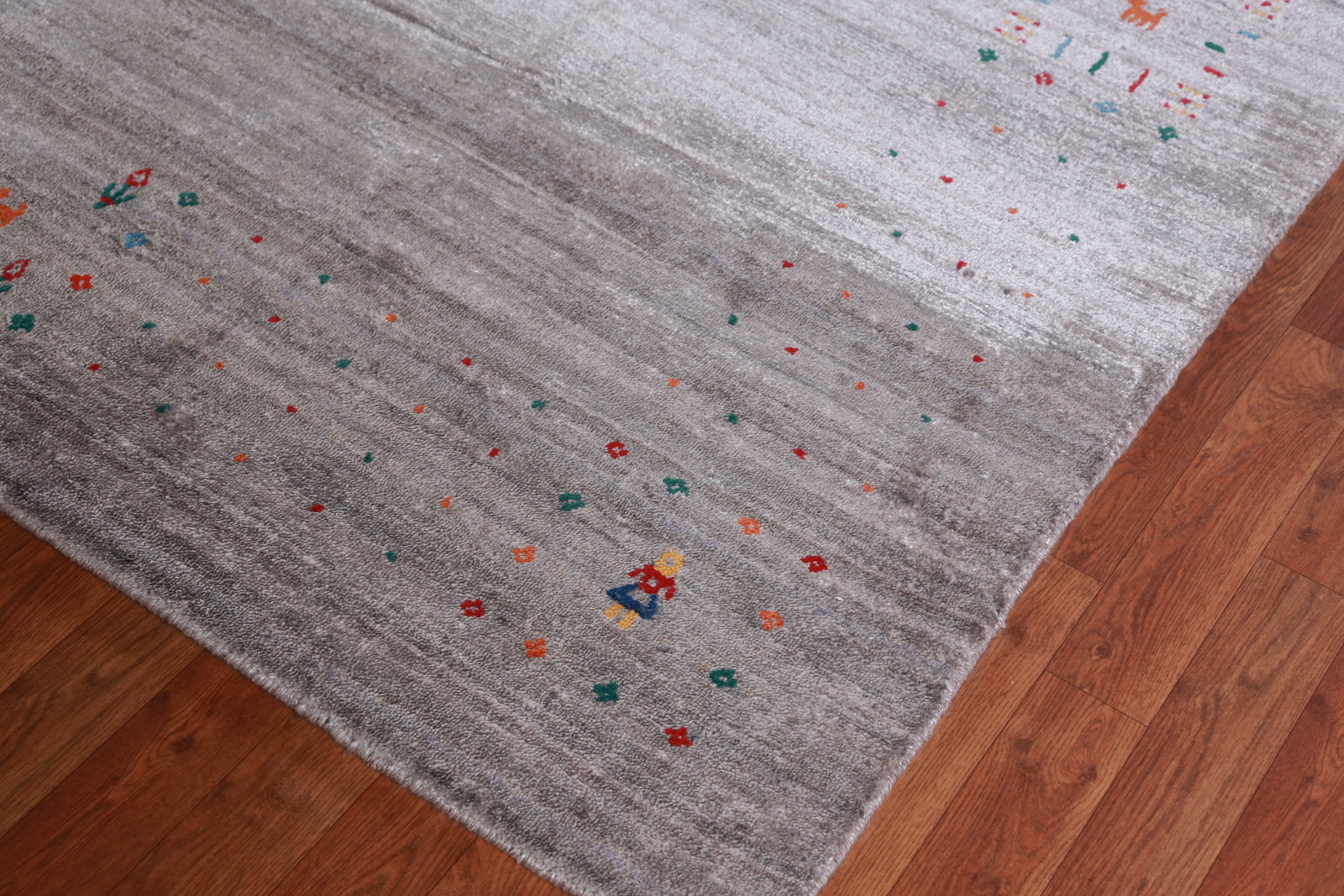 One-of-a-kind Tribal Gabbeh Rug Hand-knotted Wool 9×11 ft