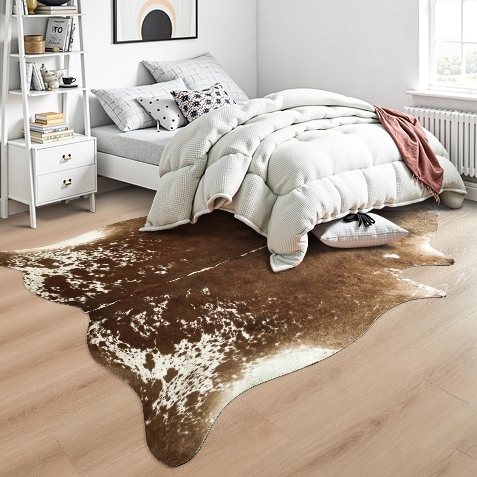 Easycozy Faux Cowhide Cow Print Rug 6.2 x 7 Western Decor Faux Cowhide