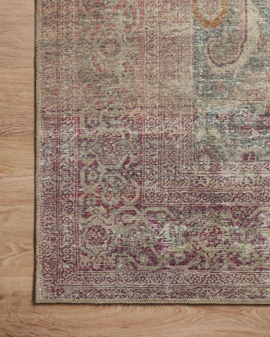 Loloi Georgie Collection Area Rug 7’6″ x 9’6″ Jade/Sunset, .19″ Pile Height