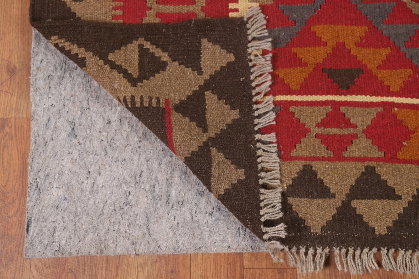 Geometric Kilim Reversible Wool Area Rug Living Room Hand-Woven Carpet 7×10