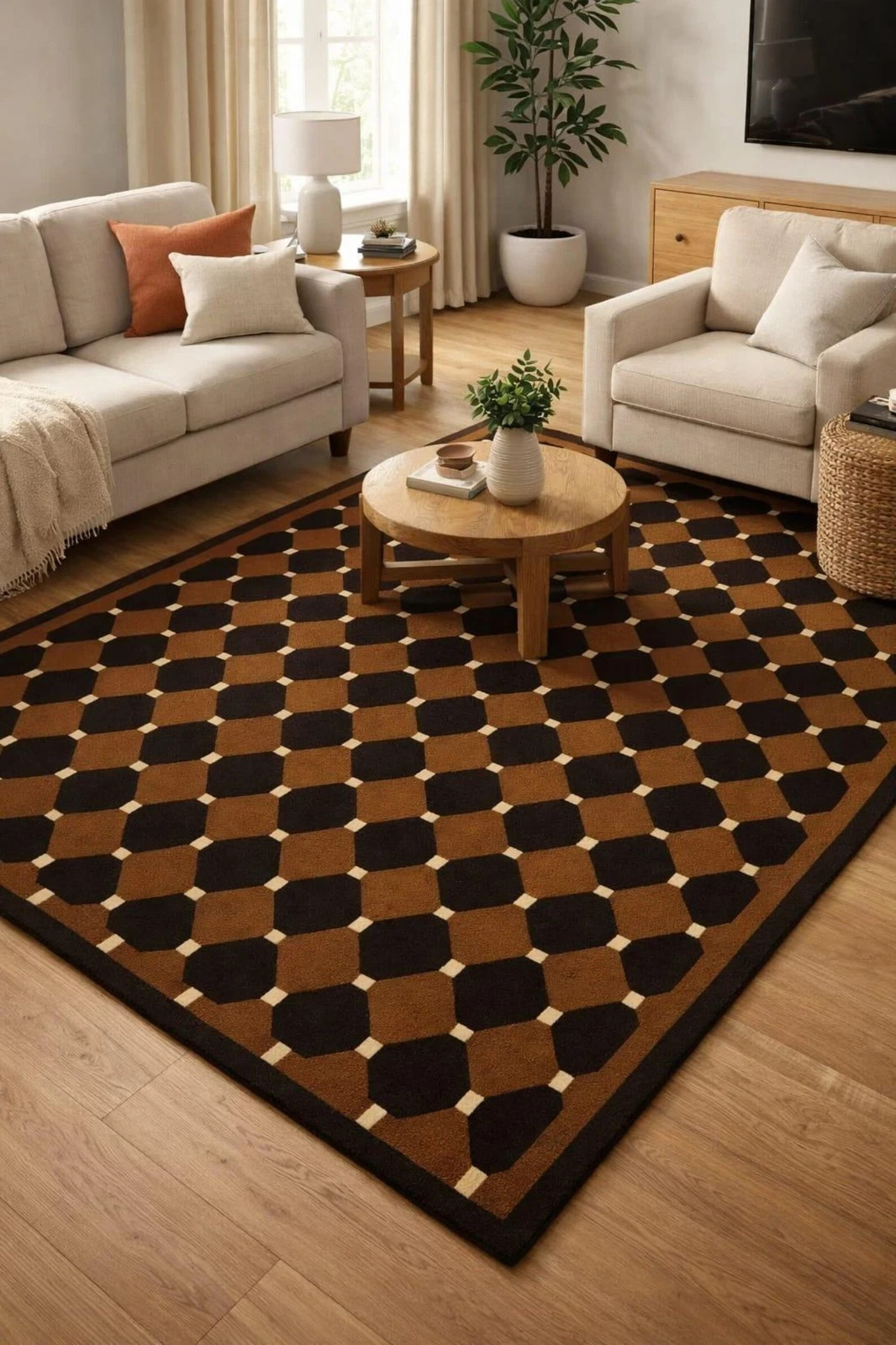 Hand Tufted Wool Rug – Modern Geometric Area, Custom Size Areas Rug Carpet