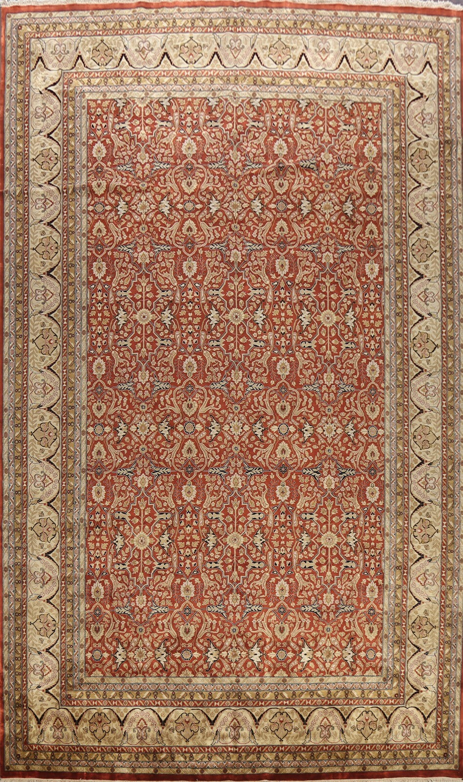 Oversized Vegetable Dye Floral Area Rug Hand-knotted Wool 12×18 Oriental Carpet