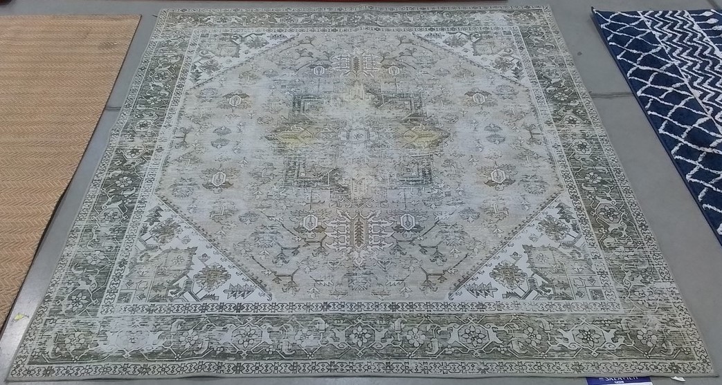 BEIGE / GREY 6′-0″ x 6′-0″ Back Stain Rug, Reduced Price 1172806023 TSN102B-6SQ