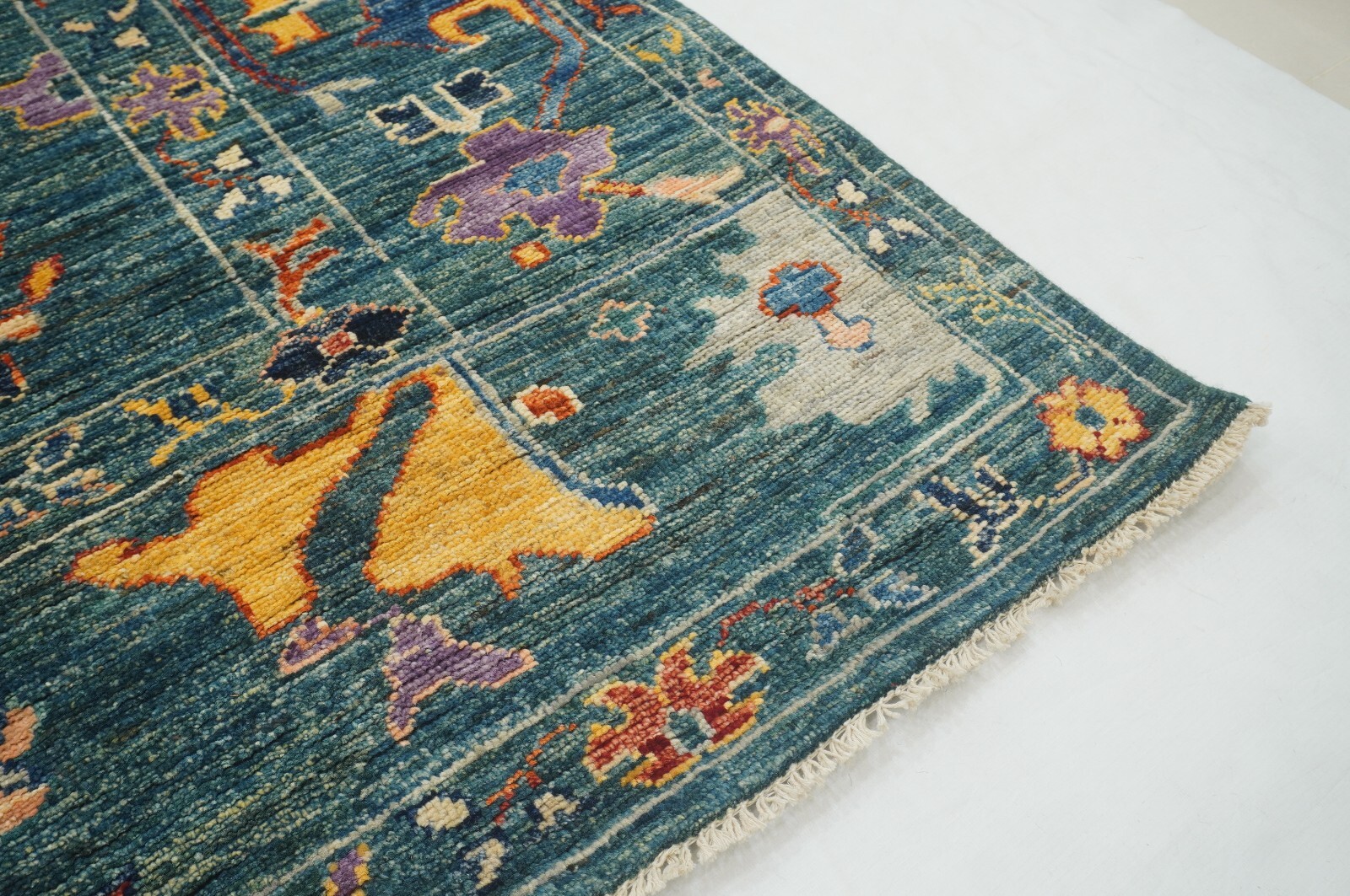 8×10 ft Teal Green Turkish Oushak Hand Knotted Wool Oriental Rug