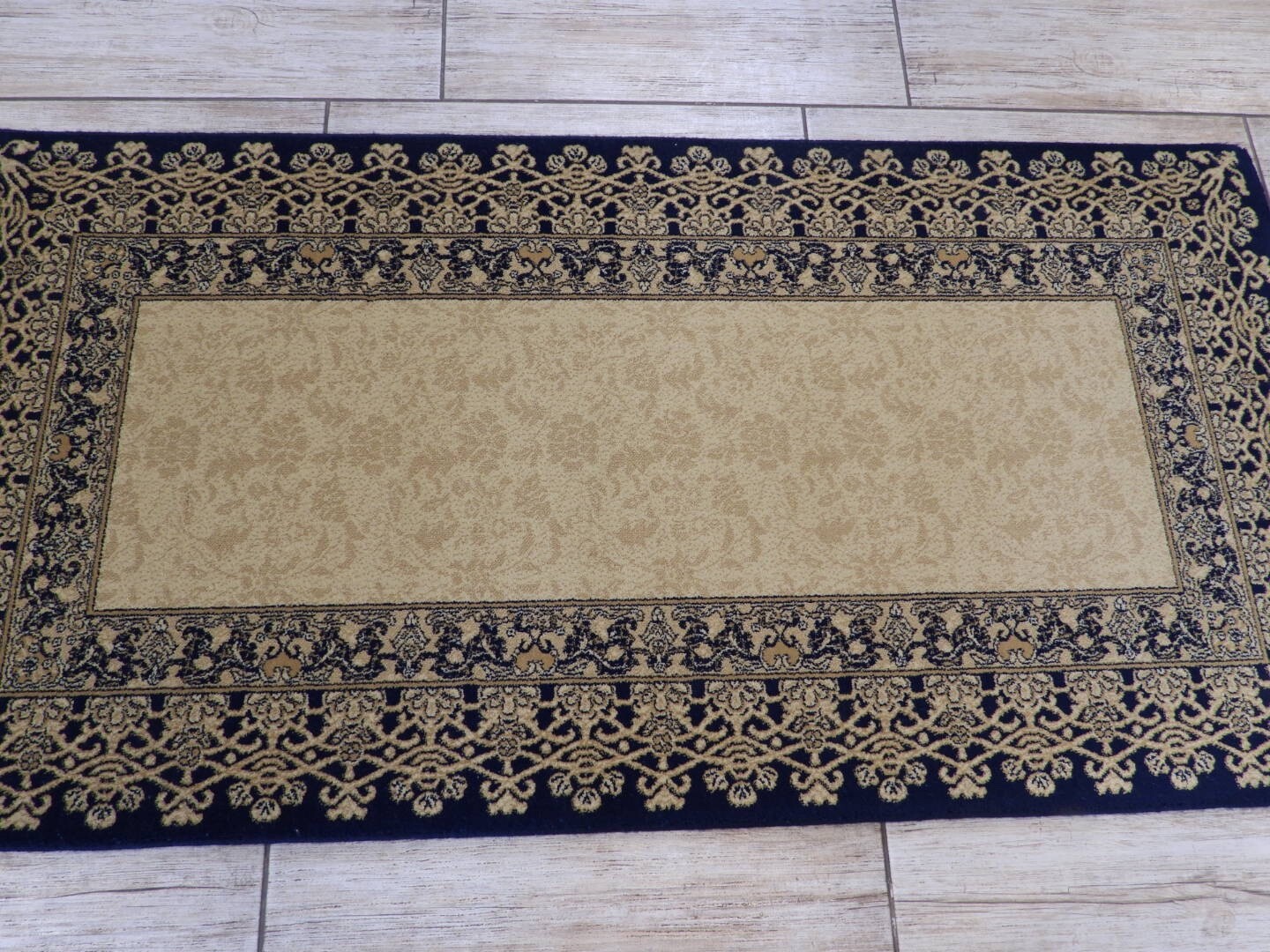 Turkish Oriental Beige & Navy blue Machinemade Rug