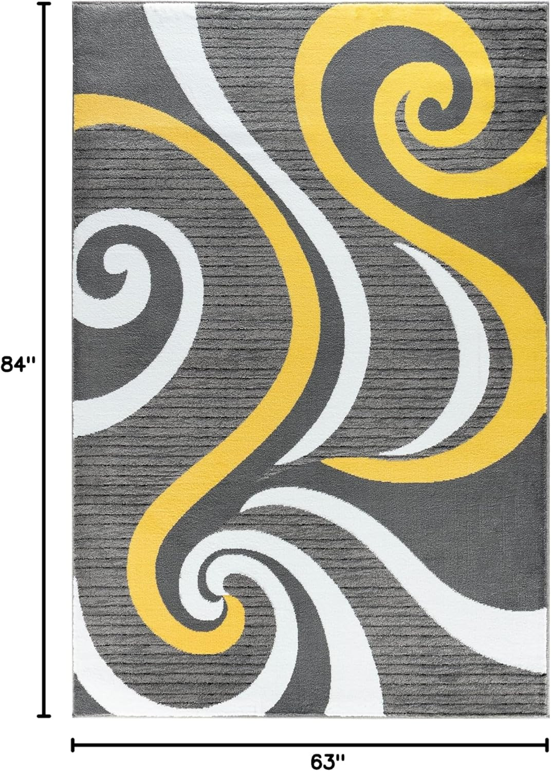 Sevilla Collection 4817A Yellow Contemporary Swirls Area Rug 5×7
