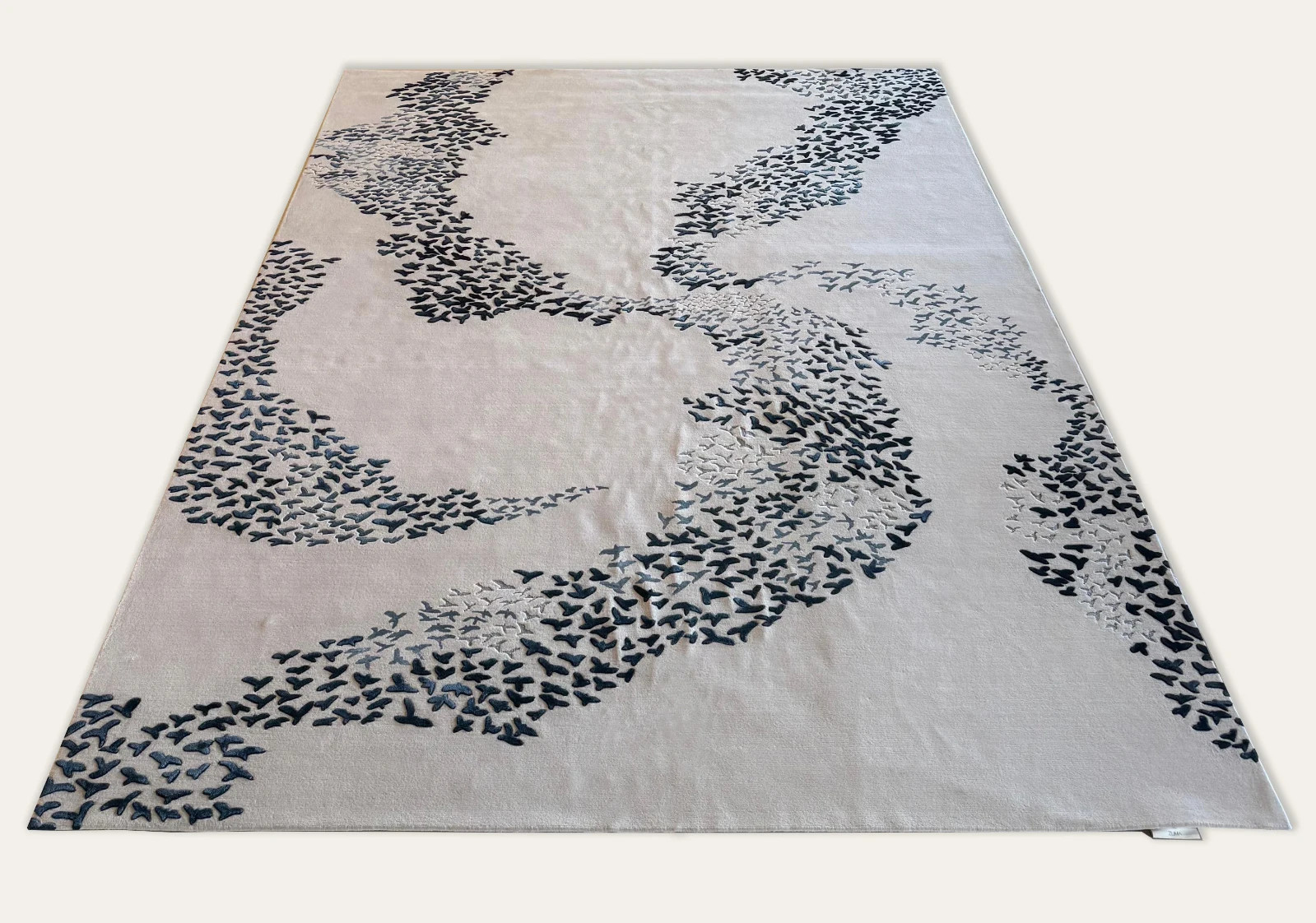 Designer Handmade 8×10 9×12 Wool Rug – Minimalist Abstract Flow Pattern Area Rug
