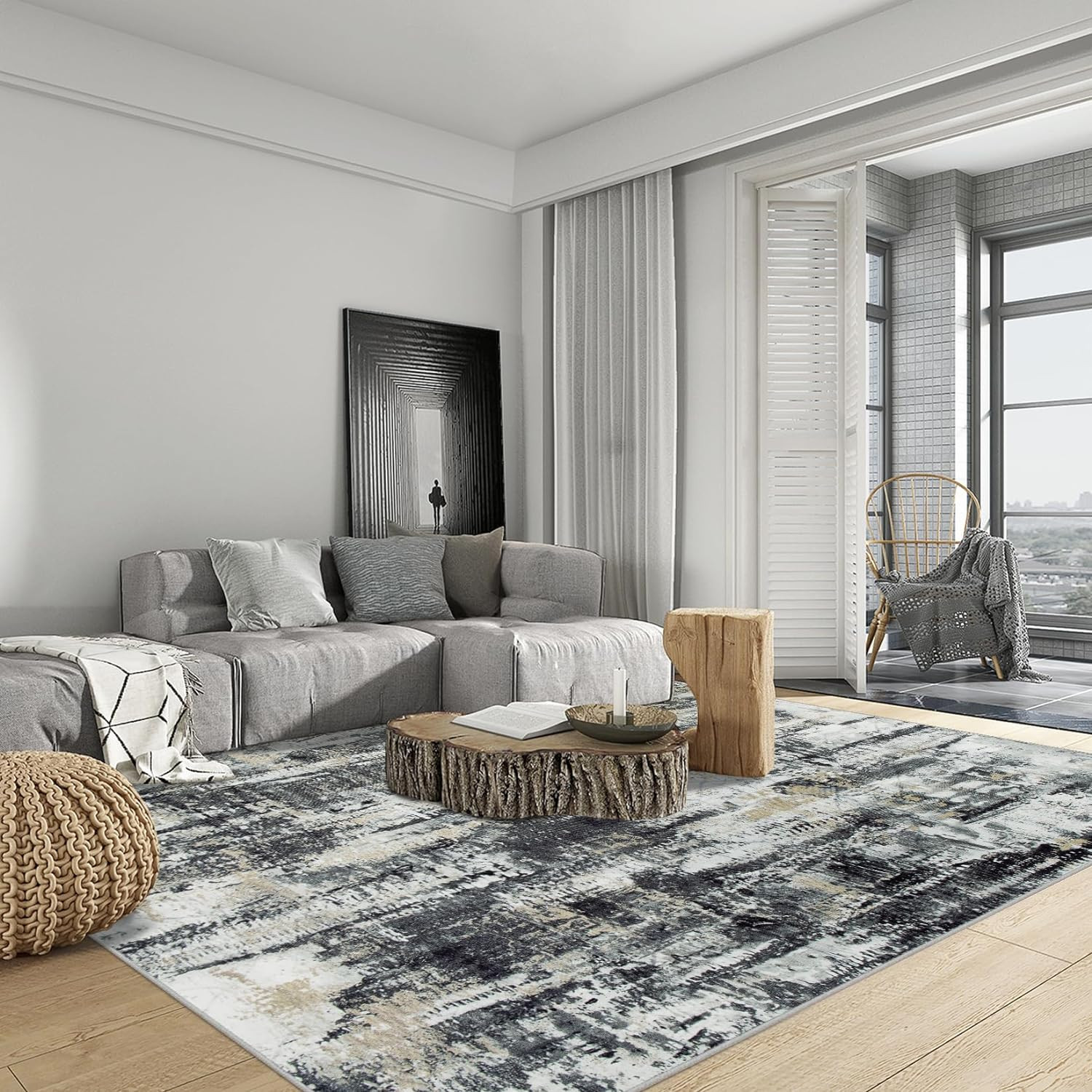 8X10 Area Rugs Washable Rug: Large Modern Abstract Living Room Rug Soft Anti-Ski
