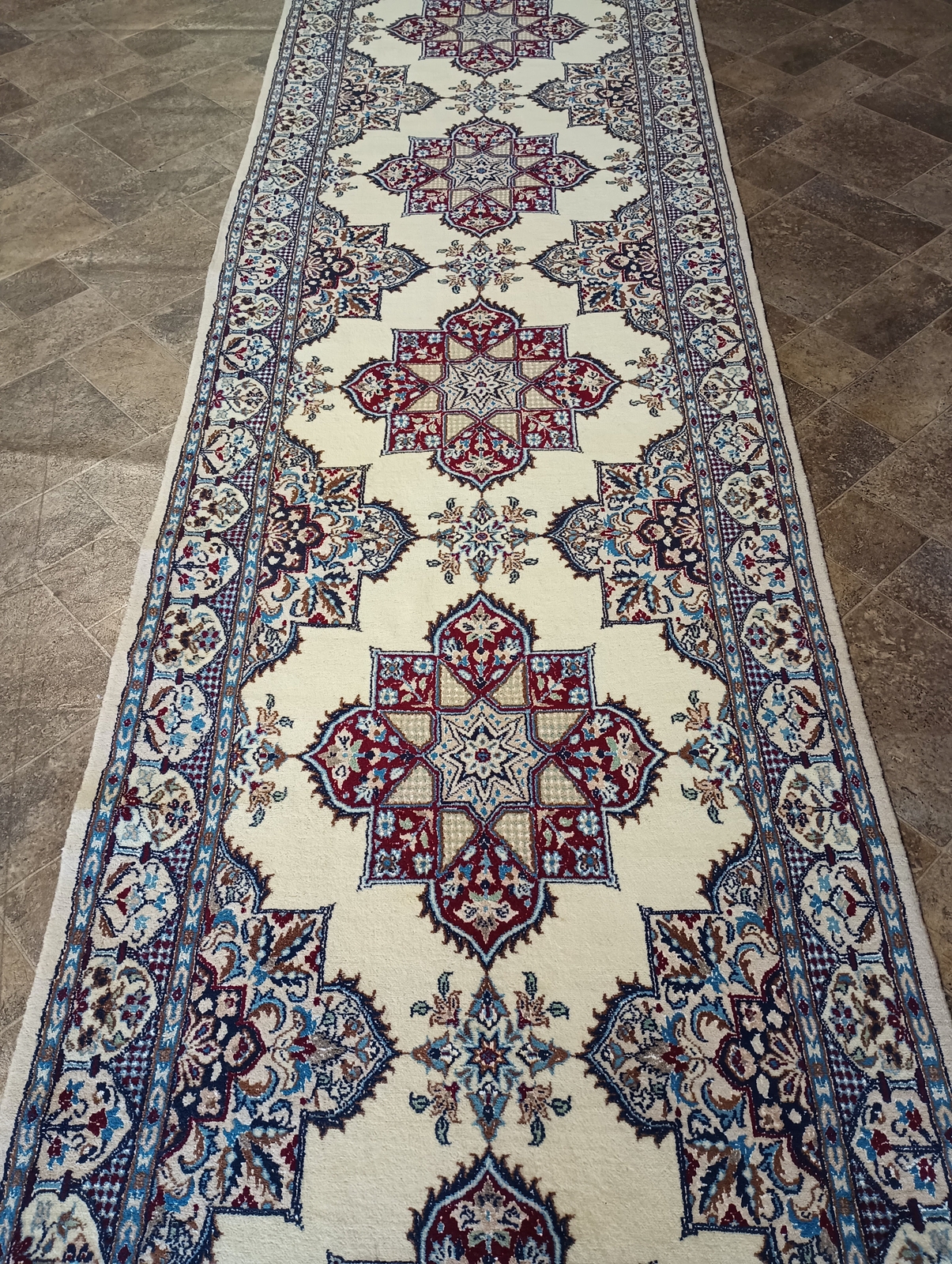 3×15 Runner Wool and Silk Traditional Nain Rug 400 KPSI #B-78916