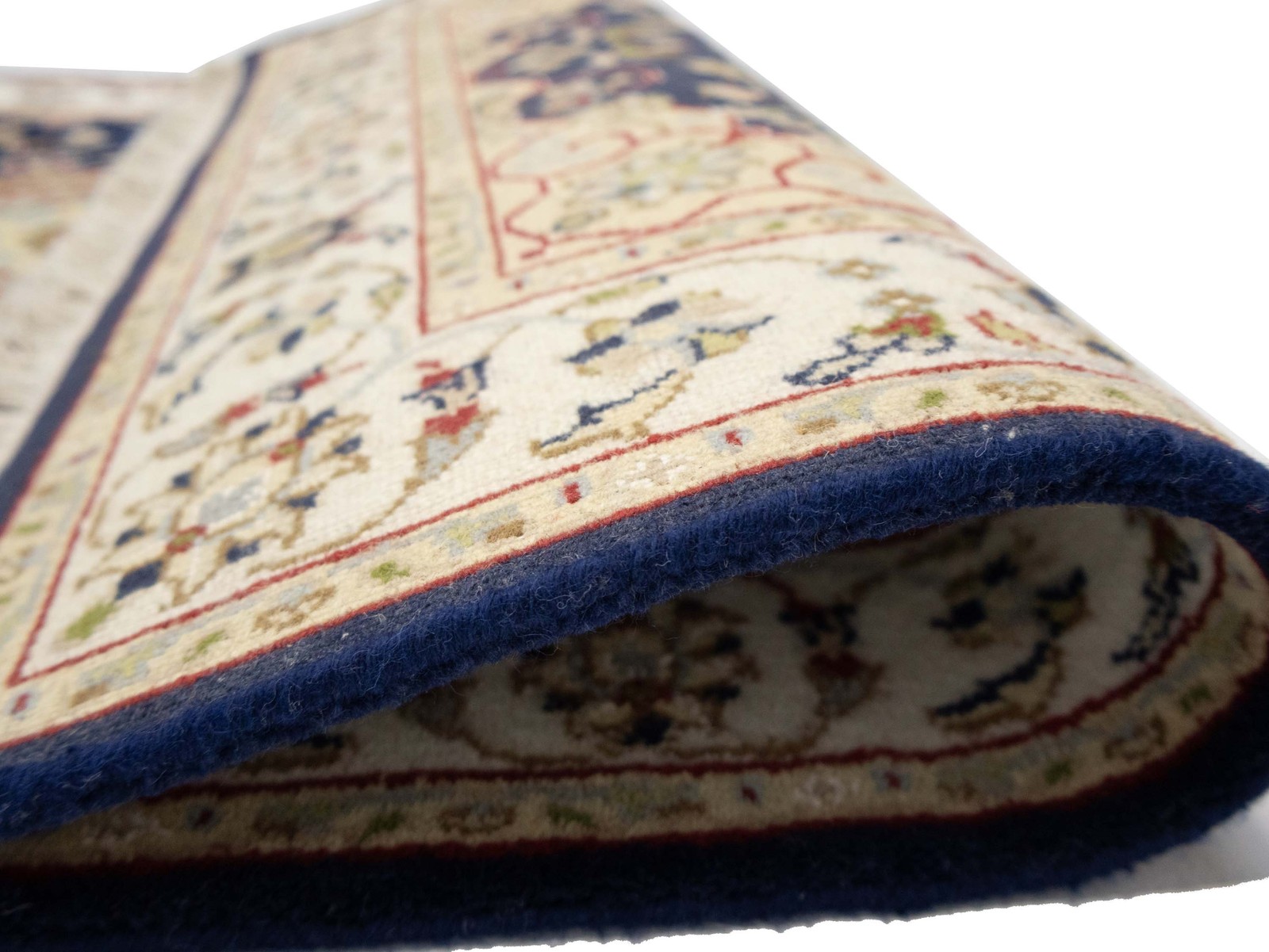 2’7X4’2 ft Handmade Dark Navy Indo-Nain Oriental Rug Floral Design Wool Carpet