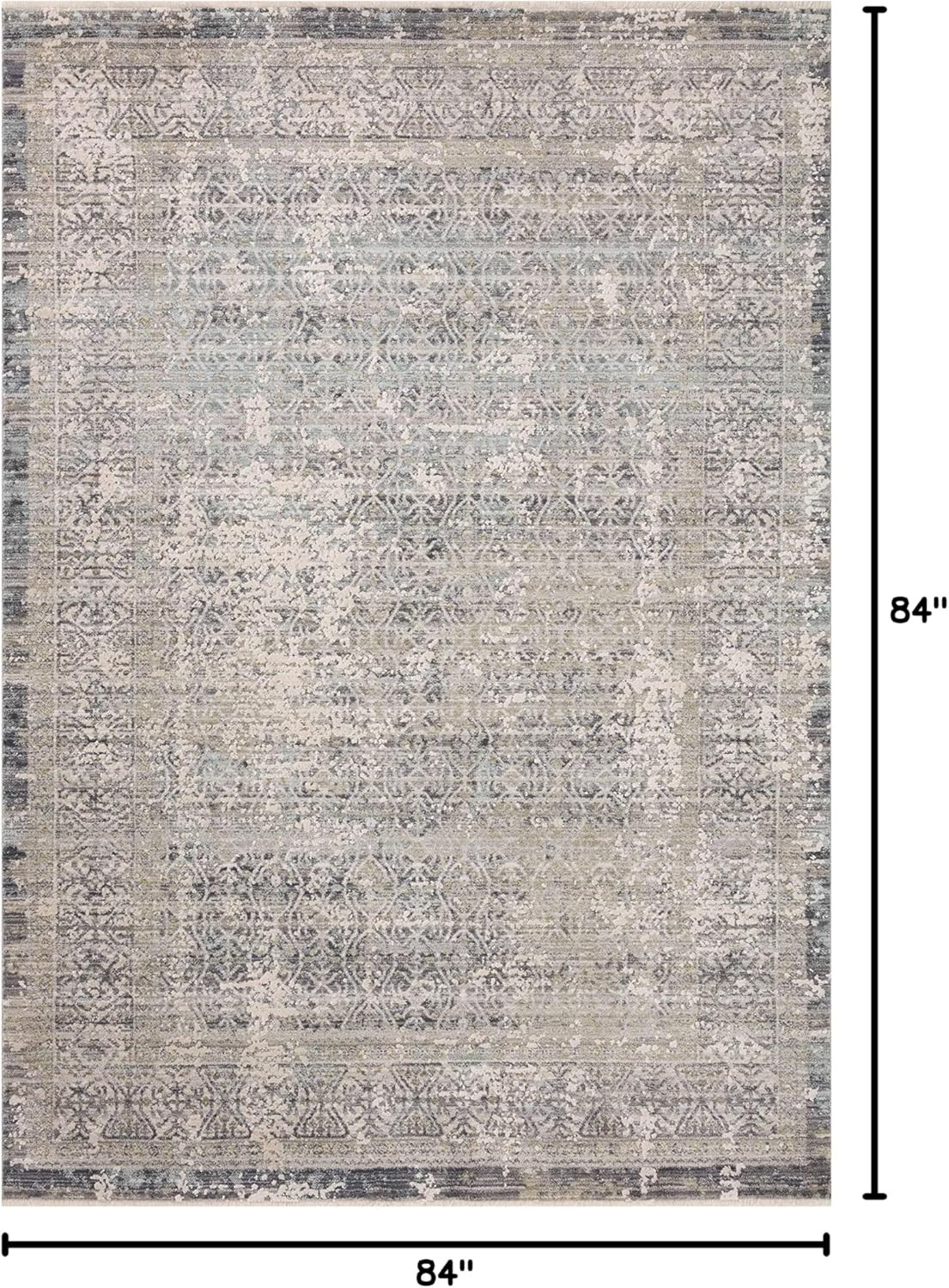 Loloi Alie Collection Round Area Rug 7’10” Sky/Stone, 0.13″ Pile Height