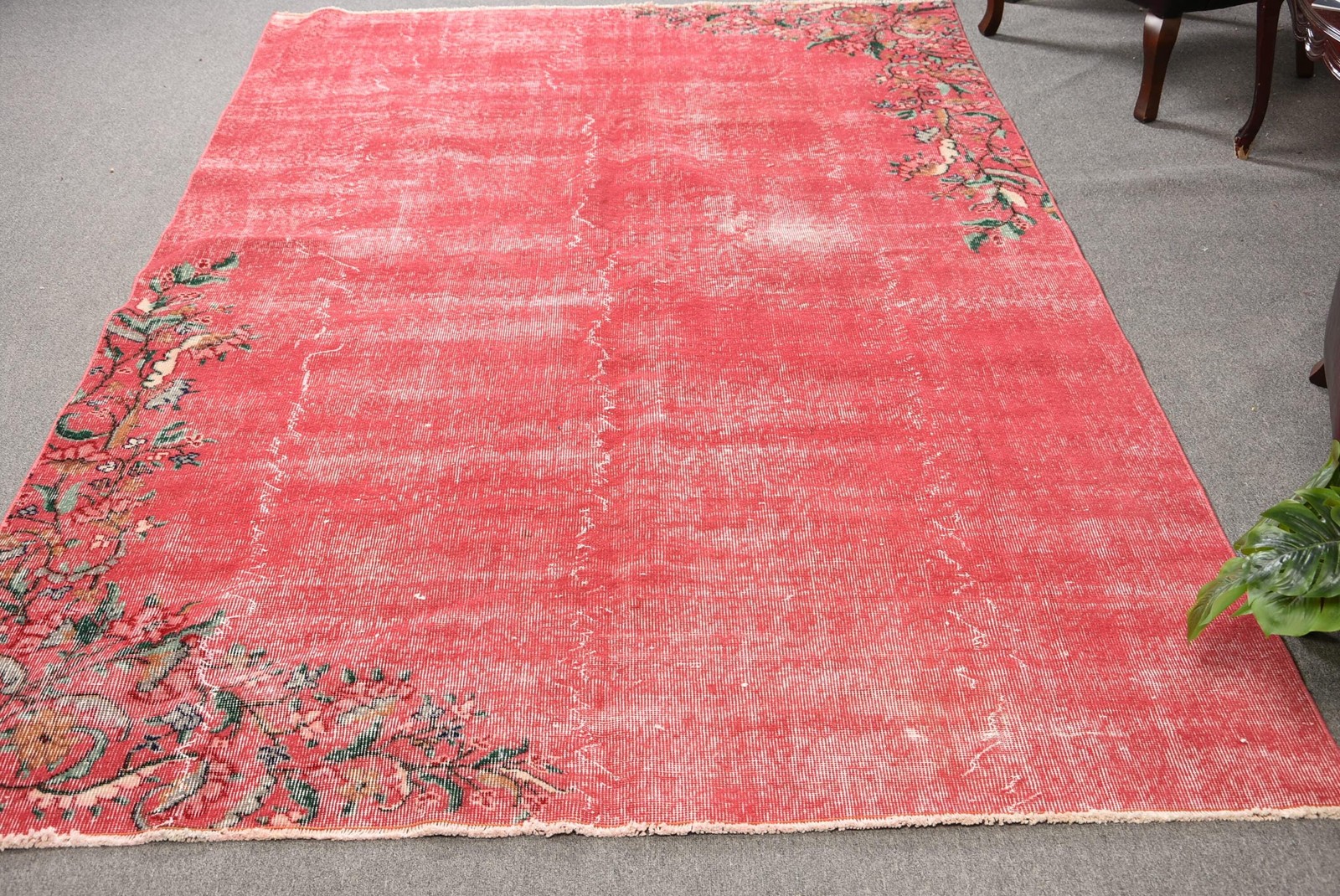 6,2×10 ft Vintage Turkish Rug, Large Rug, Red Wool Rug