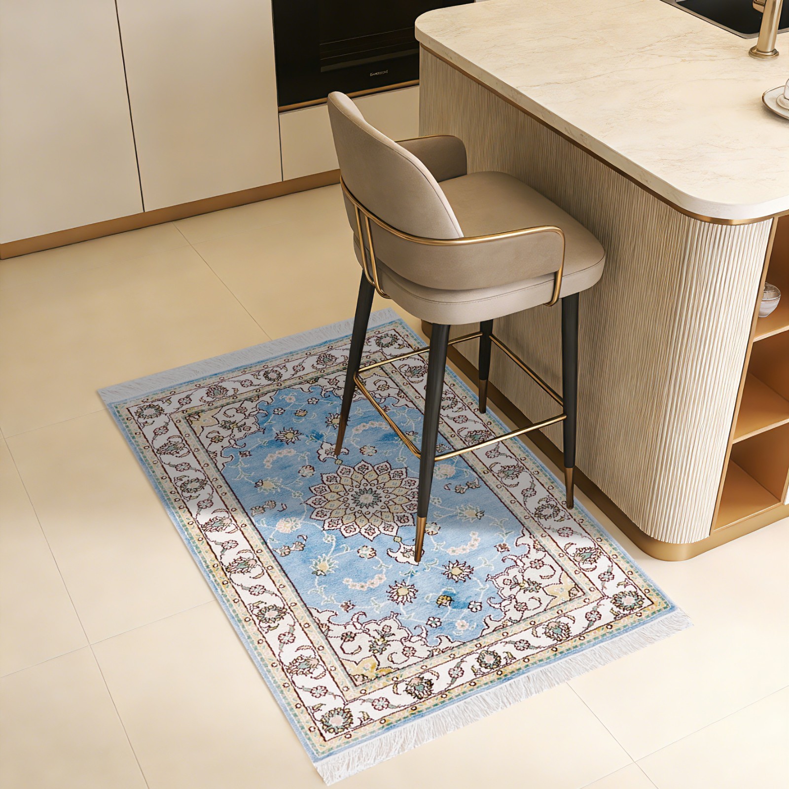 Zhiyi 2.5x4ft Handmade Silk Area Rug Blue Hand-knotted Home Decor Carpet 313C