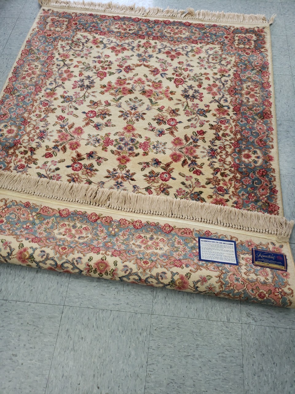 Karastan Ivory Panel Rug #788 700 series 4.3 X 6 WOOL 100% EUC