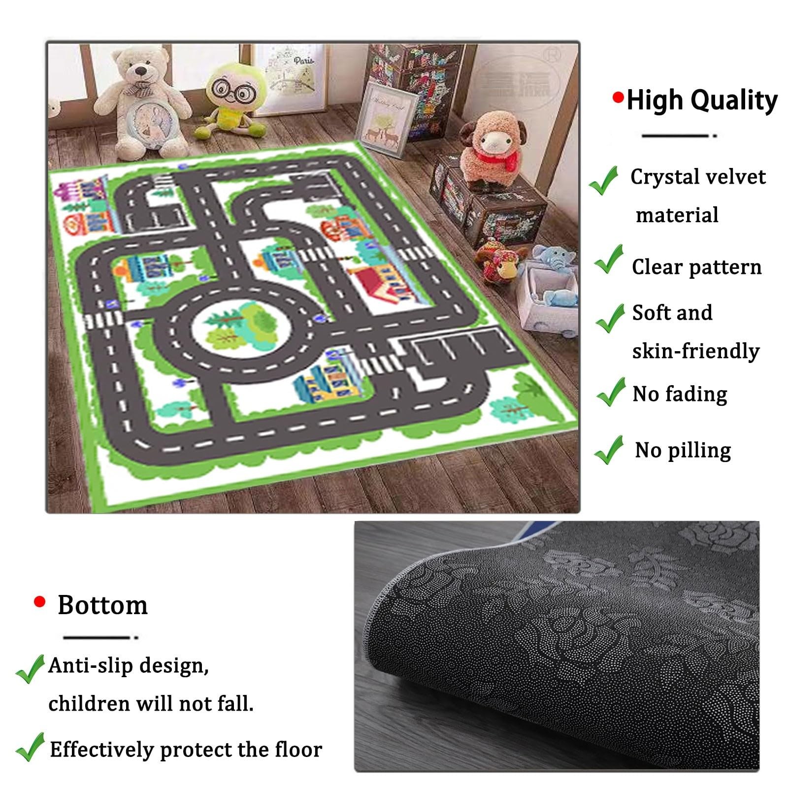 Car Rug Carpet Play Mat Rugs for ,Road Traffic City Life Town Play Mat Game A…