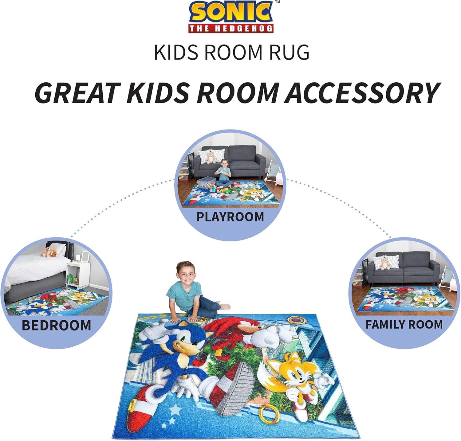 Non-Slip Sonic The Hedgehog Area Rug, 69x52in – Perfect for Bedrooms & Nurseries