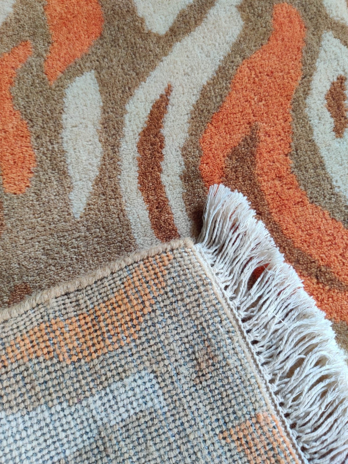 2 x 3 Brown Hand Knotted Rug for Kids Teens 100% Wool Animal Print 60×90 cm