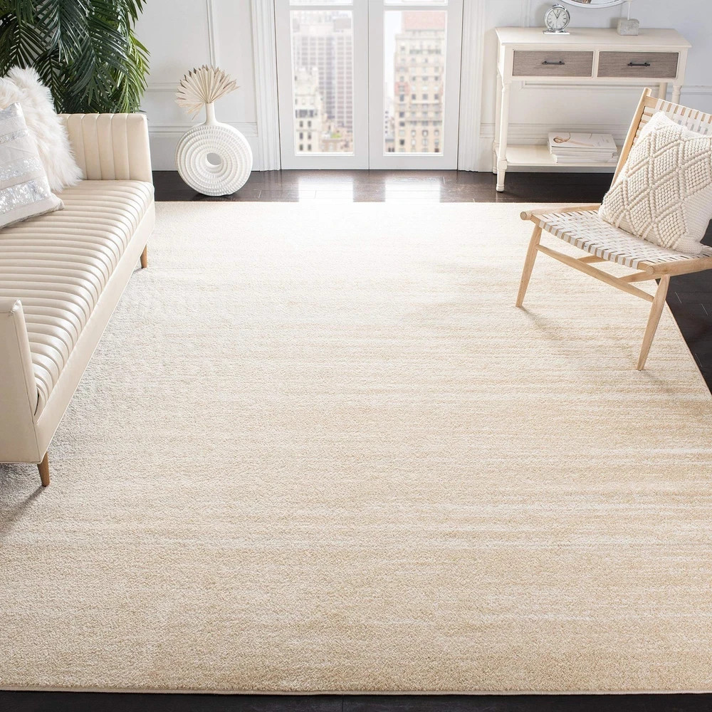 Adirondack Collection Area Rug – 6′ Square, Champagne & Cream, Modern Ombre D…