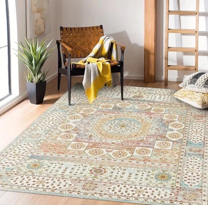 4×6 New Faux Cashmere Machine Washable Rug In Moroccan Bohemian Turkish Boho
