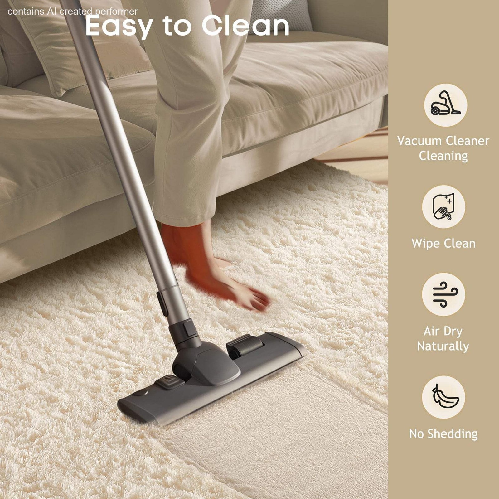 Ophanie 9×12 Area Rug Non Slip Plush Shag Bedroom Living Room Carpet Ivory Soft