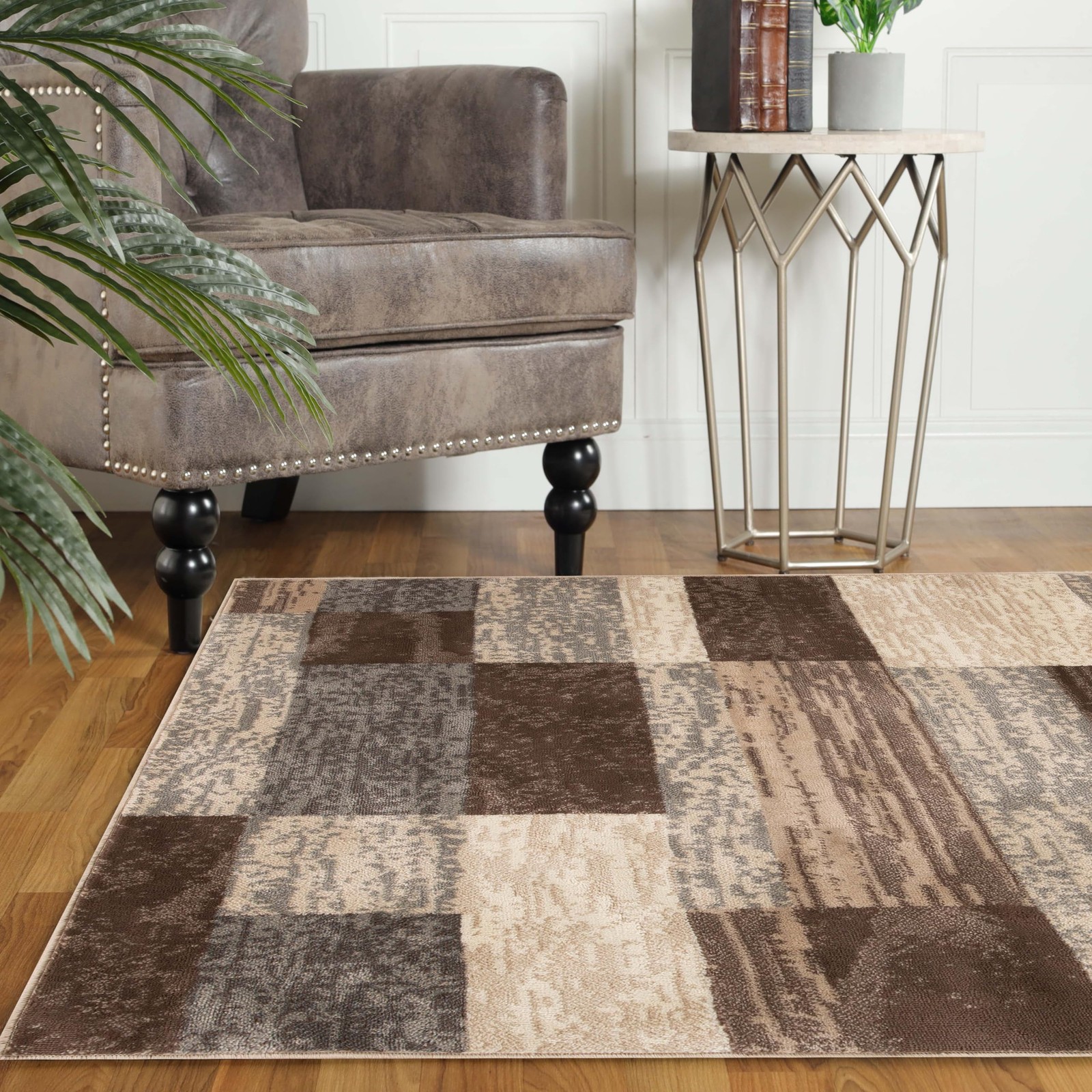 Rockwood Modern Geometric Indoor Area Rug, 5’x5′, Slate Z