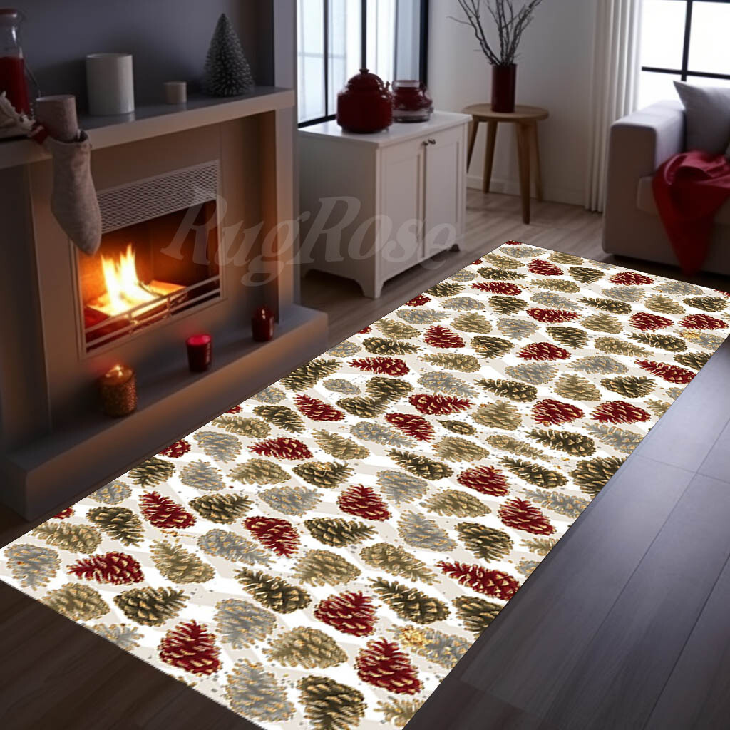 Pine Cone Runner Rug, Pine Cone Design Rug, Christmas Decor Rug, Winter Decor