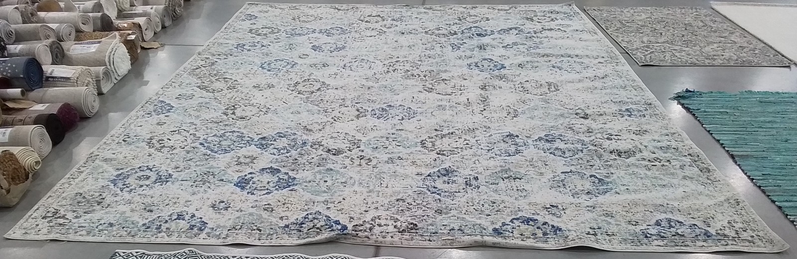 IVORY AQUA 12′-0″ x 15′-0″ Back Stain Rug, Reduced Price 1172777009 MAD611A-1215