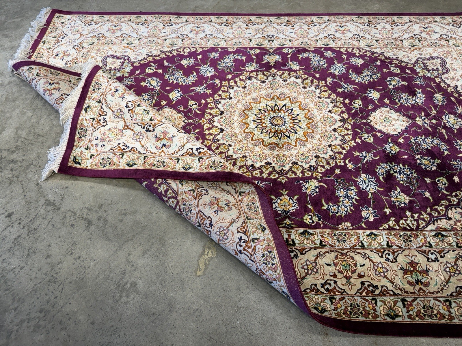 3×5 Luxurious Fine Hand-Knotted 100% Silk Signed Persiane Qume Rug Handmade