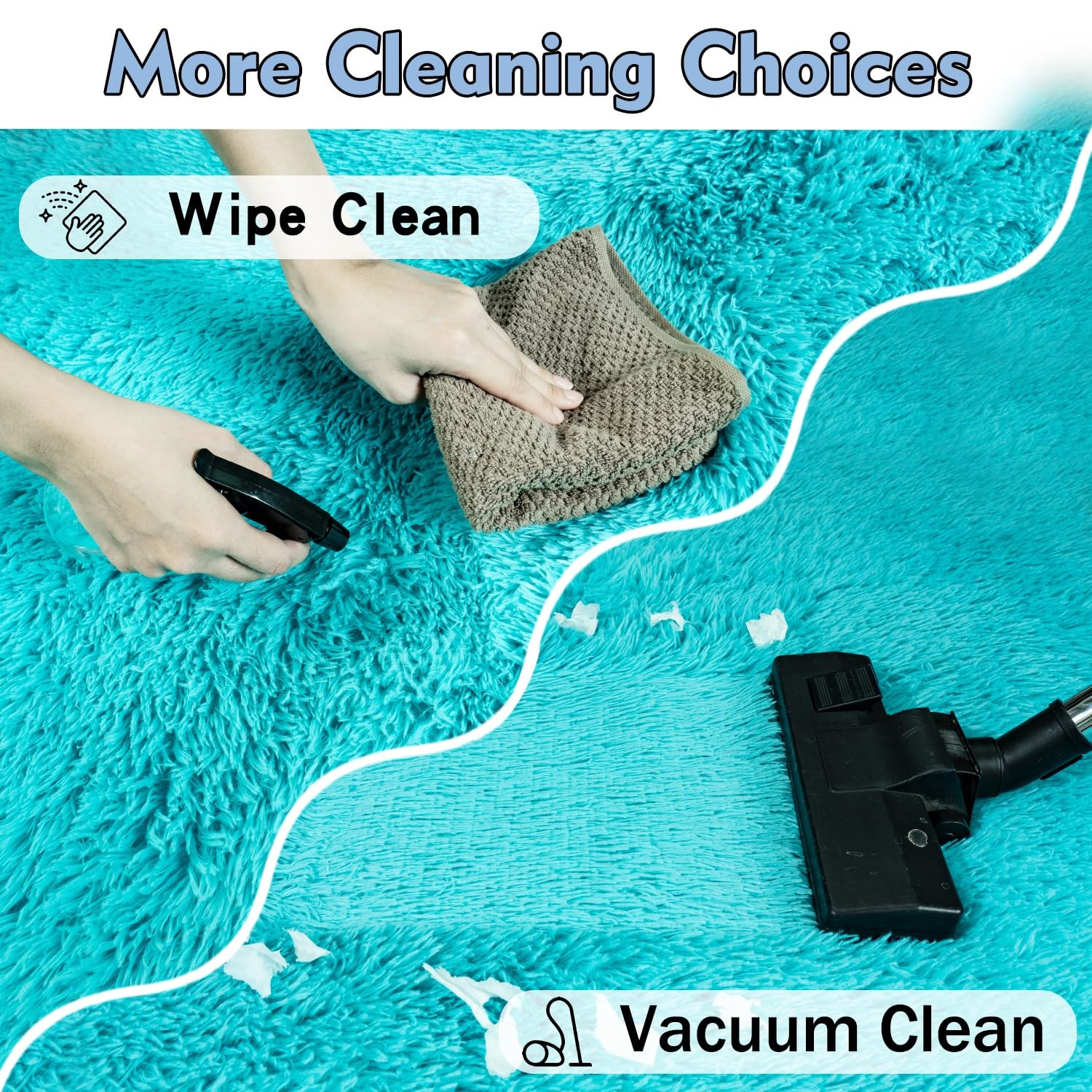 Rezutan Soft Fluffy Rug Teal Blue 5X7 Feet