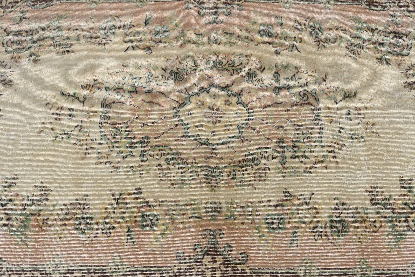 Vintage Rug, Area 3,9×6,8 ft Turkish Rug, Brown Oriental Wool Rug