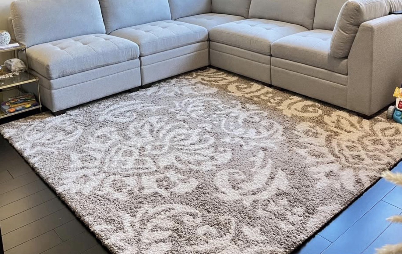 Premium beige rug with rug pads