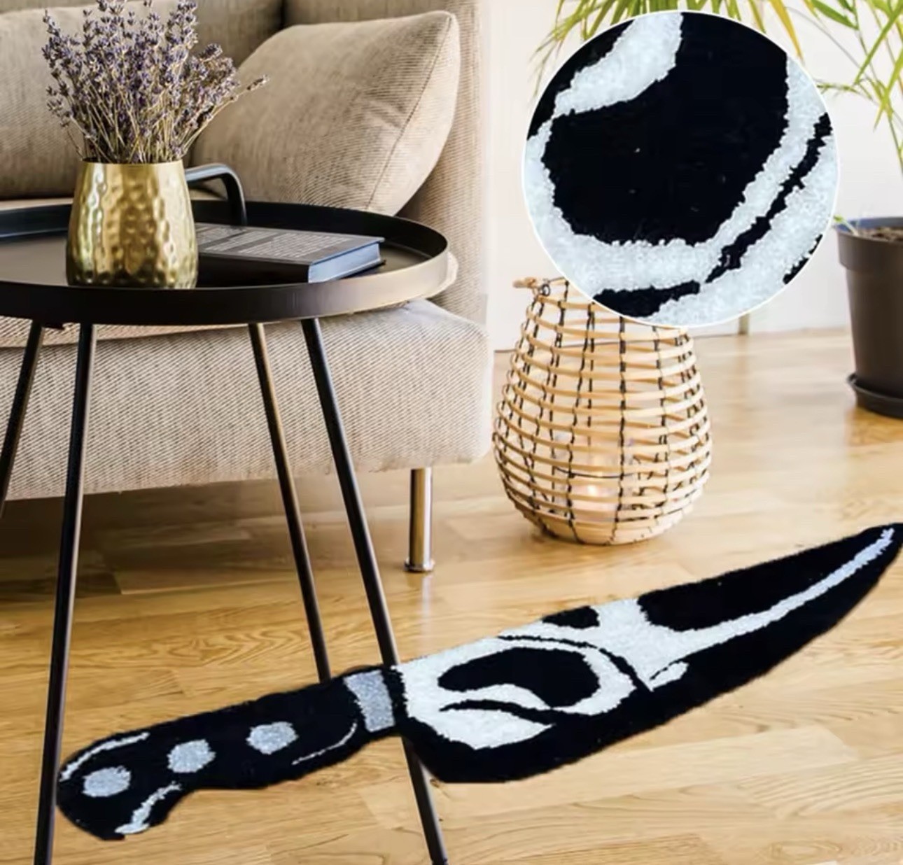 Skull Knife Horror Rug – Scary Scream Bedside Carpet, Wear-Resistant Home Decor