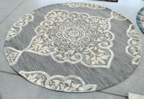 SLATE / BEIGE 7′ X 7′ Round Back Stain Rug, Reduced Price 1172706512 DDY510B-7R