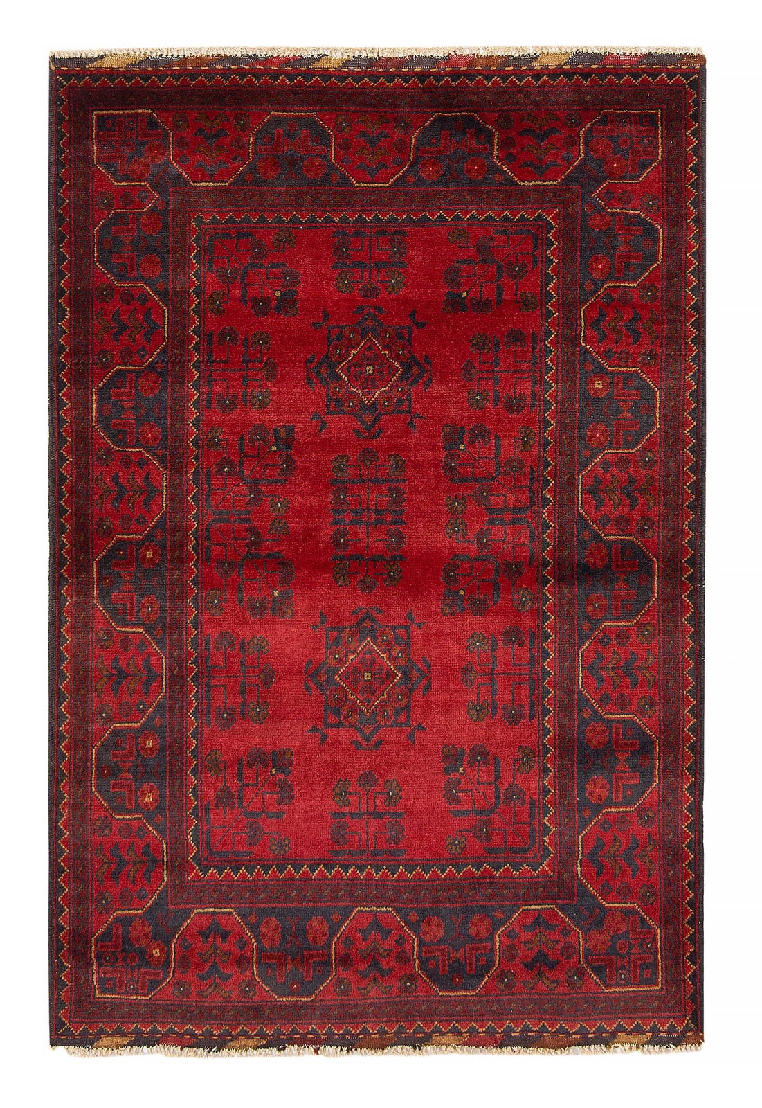 Traditional Hand-Knotted Geometric Area Rug 3’4″ x 5’0″ Oriental Wool Carpet