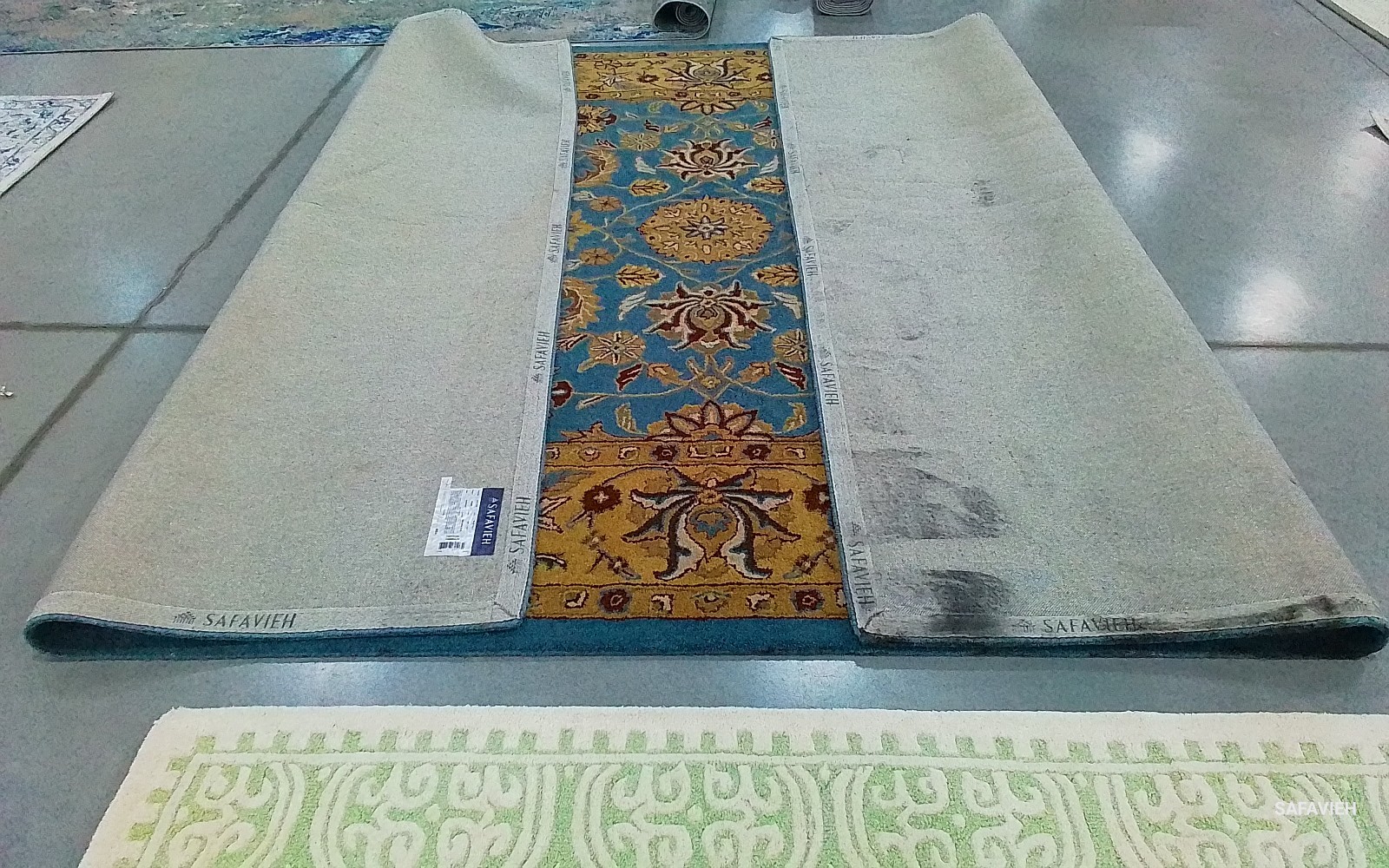 BLUE / GOLD 9′-6″ x 13′-6″ Stained Rug, Reduced Price 1172777737 HG958A-10