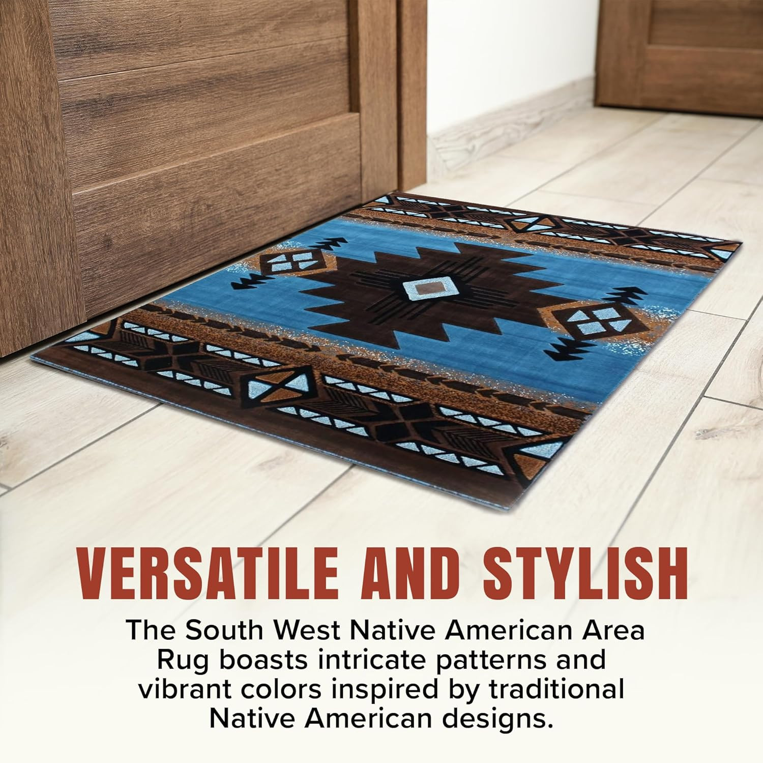 South West Native American Area Rug C318 – Easy Clean, Thick, Soft, Durable Nati