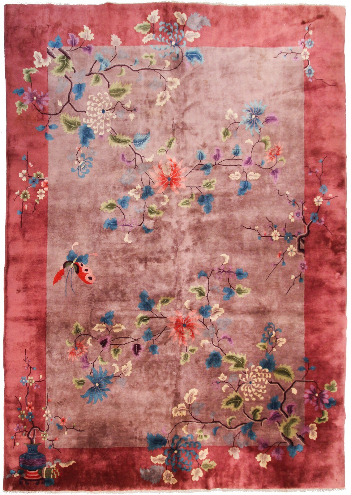 9×12 Rare Antique Art Deco Chinese Handmade Rug Tree of Life 267x 346cm c.1920