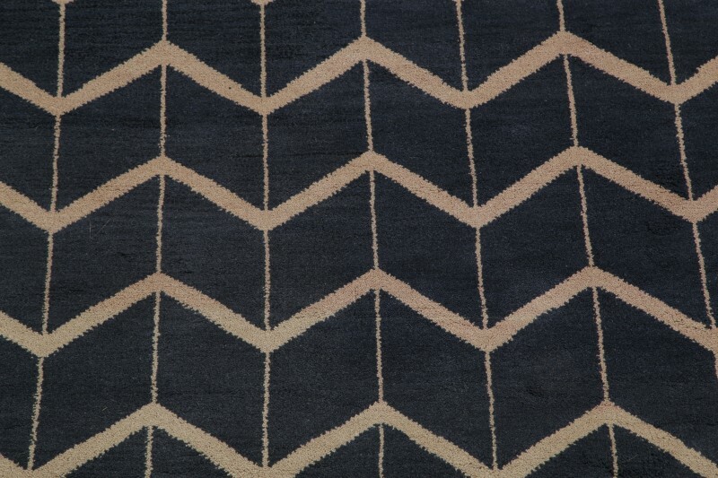Navy Blue/Beige Modern Trellis Moroccan Oriental Rug Wool Handmade 5’x8′ Carpet