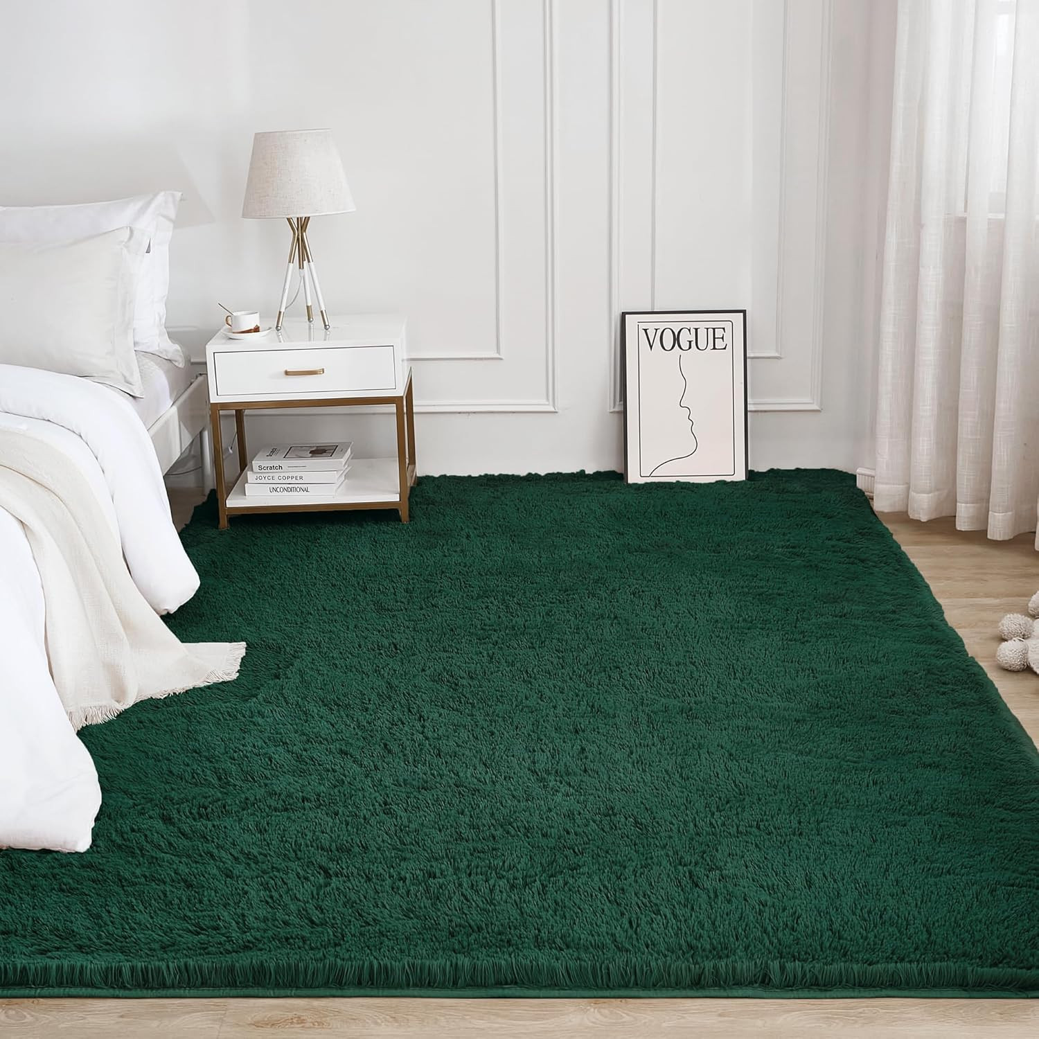 Emerald Green 9×12 Shag Area Rug – Ultra Soft Non-Slip Plush Carpet