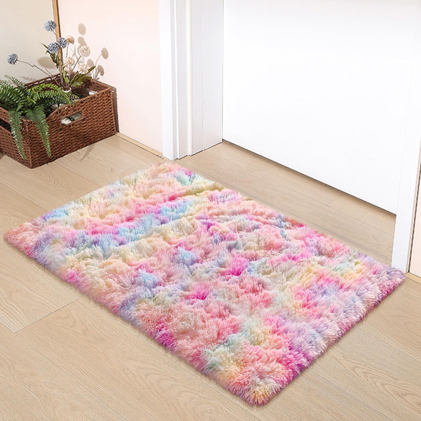 TENNOLA 2×3 Small Area Rug Unicorn Rainbow Rugs for Girls Bedroom Soft Fluffy…