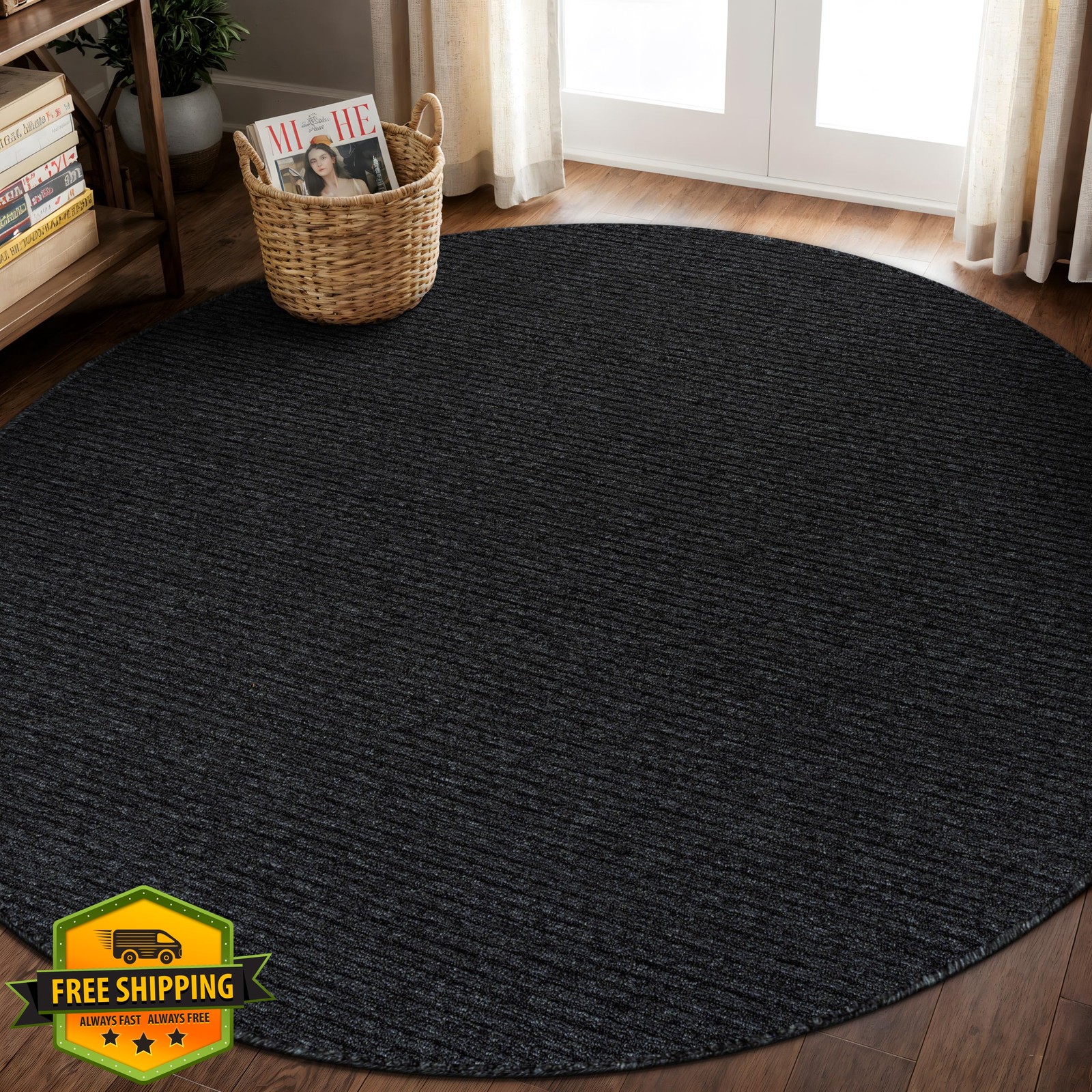 Luul Home Round Rug Dark Gray 6′