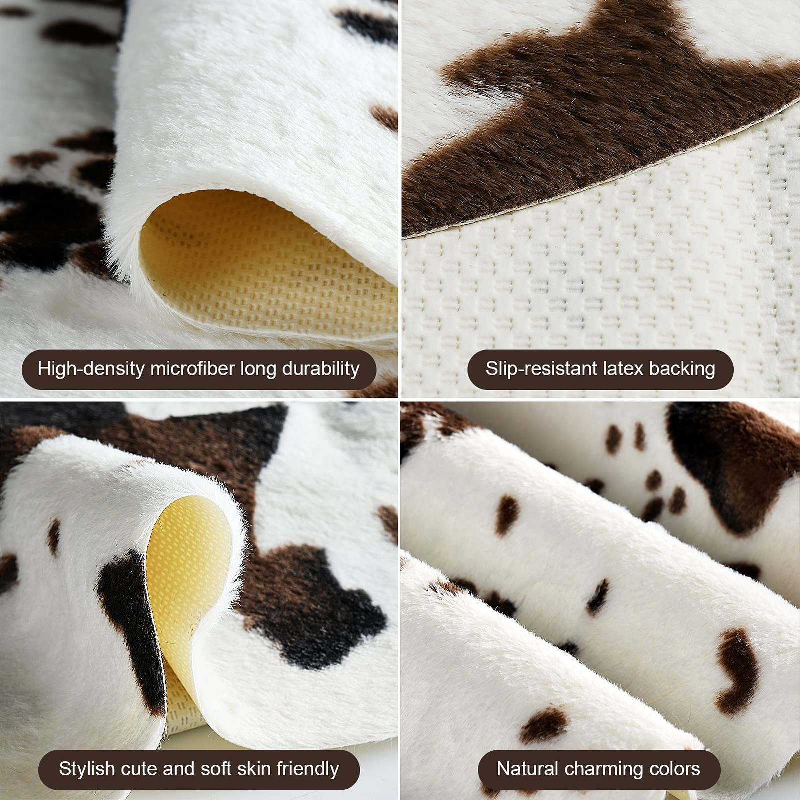 Cow Print Rug Faux Cowhide Area Carpet Animal Print Mat for Living Room Bedro…