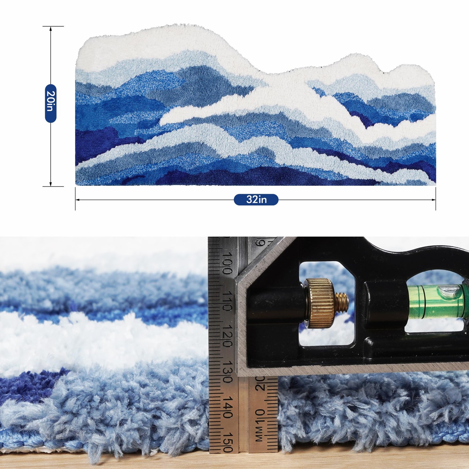 Wave Rug Ocean Rug Wavy Bathroom Rug Romantic Carpet Washable Blue Bath Mat 3d M