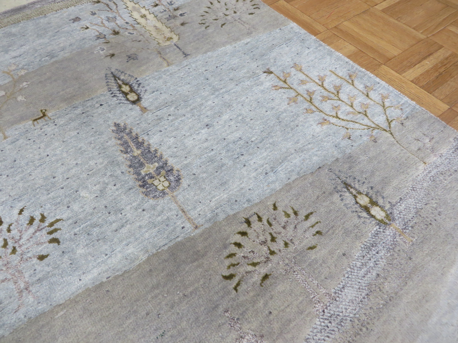 5’7 x 7’9 Hand Knotted Sky Blue Willow Tree Oriental Rug With Silk G5849