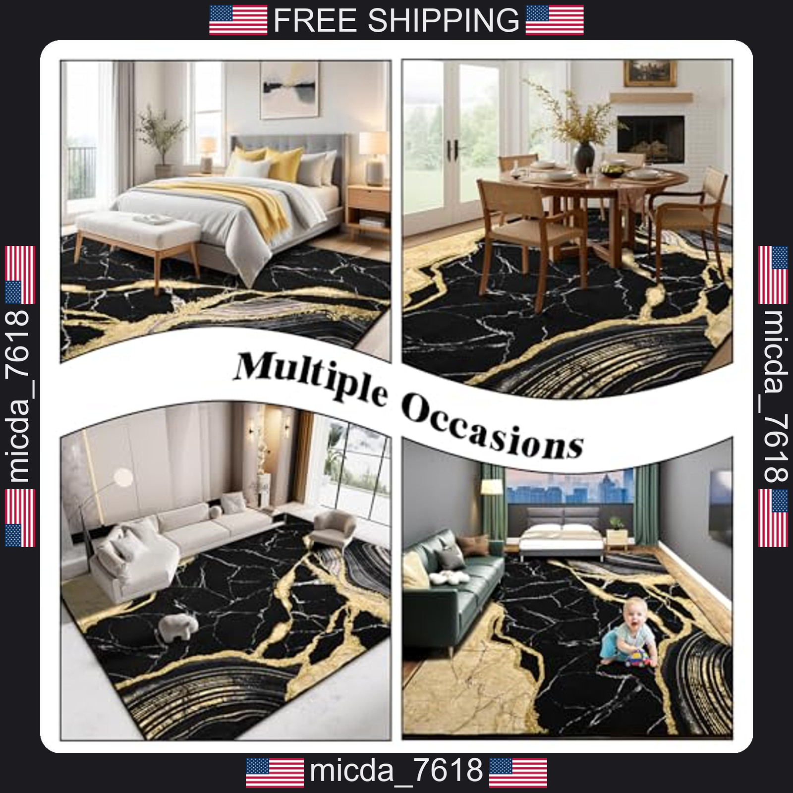 1.5×2.5 Faux Wool Marble Area Rug for Living Room Bedroom