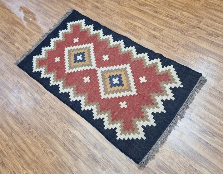 Rug Natural Handwoven wool Jute Vintage Rug Decorative Kilim Handmade Area Rug