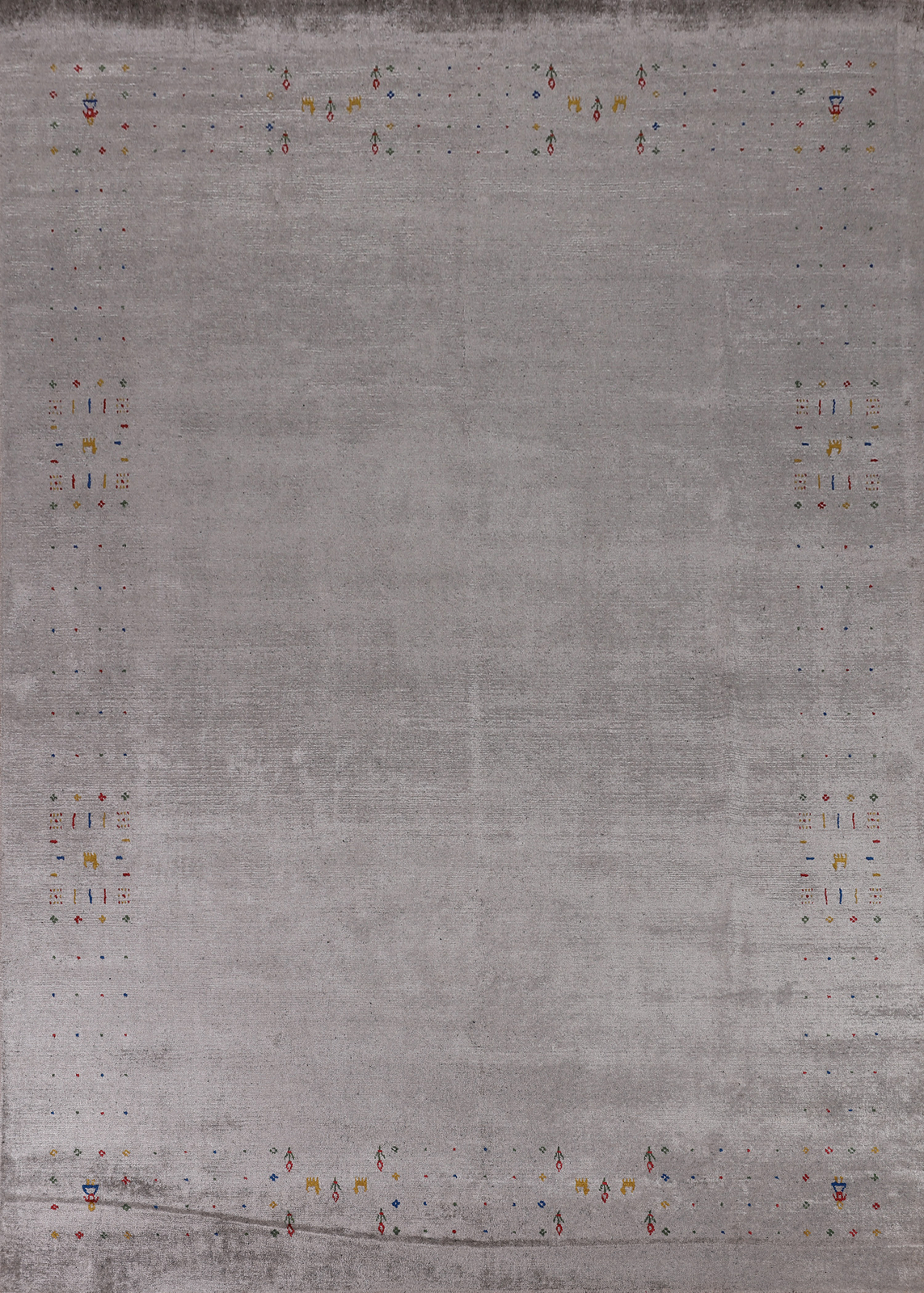 Soft and Plush Gray Silk Gabbeh Area Rug Hand-knotted 8×10 ft