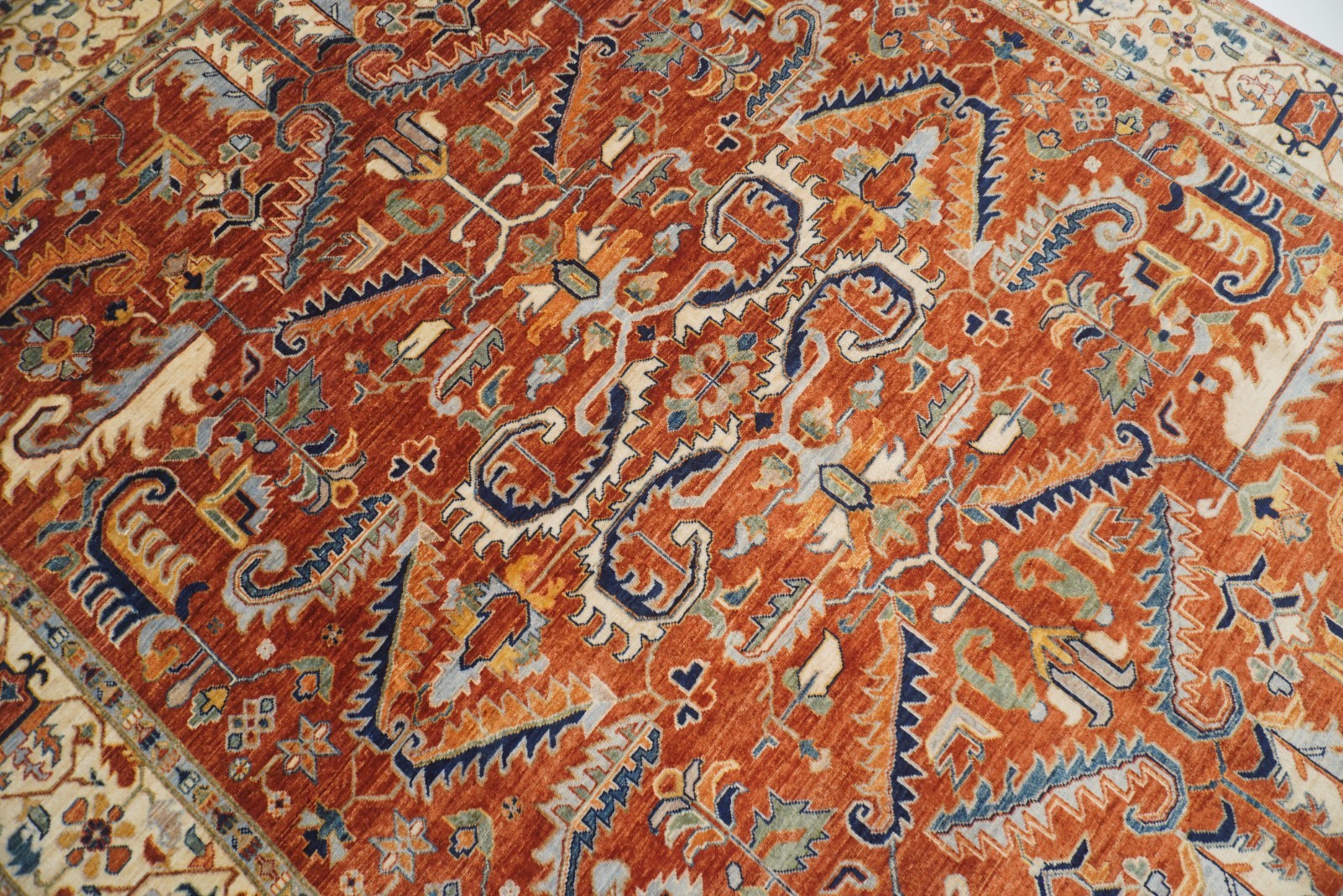 8 x 10 ft Rust Red Heriz Afghan Hand Knotted Veg dyes Wool Traditional Rug
